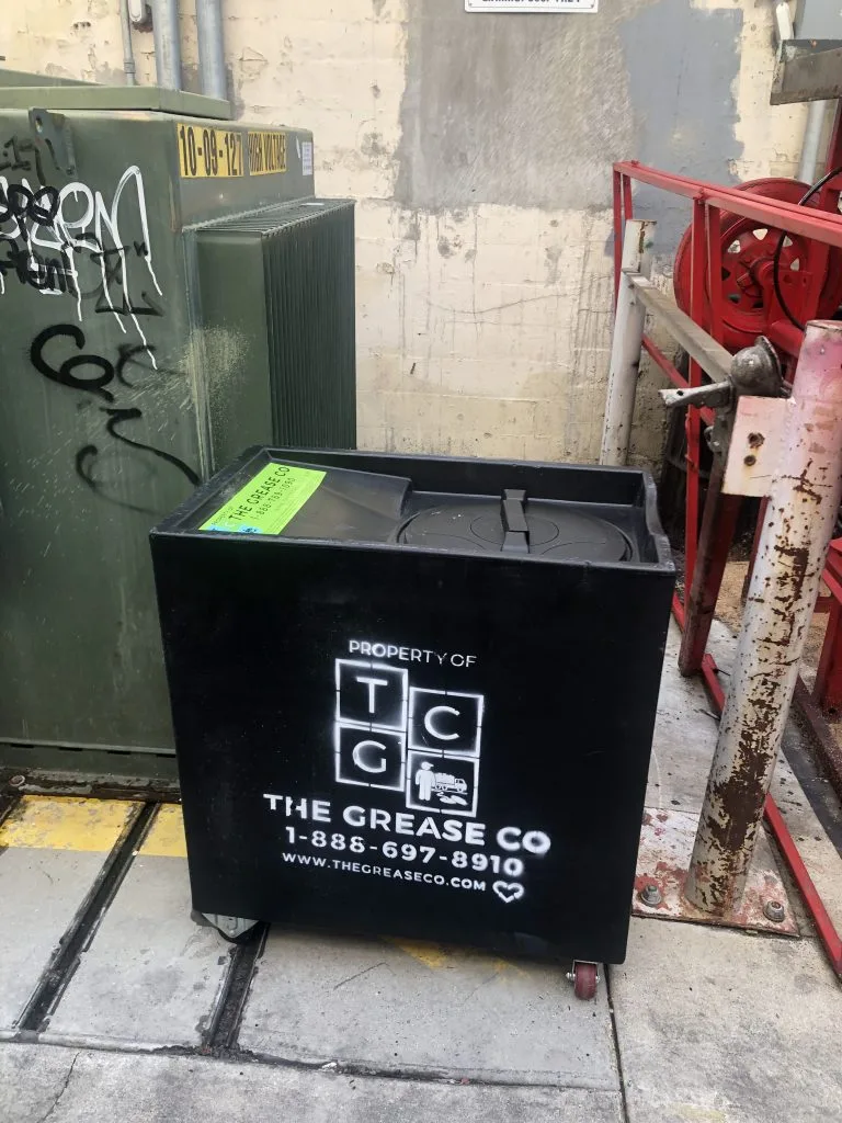 grease trap installed in commercial kitchen in Los Angeles showing grease containment system